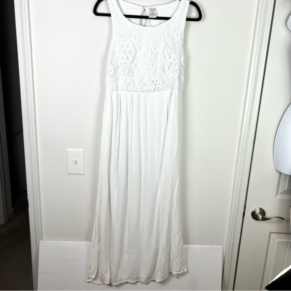 Cracker Barrel Maxi Dress womens small sleeveless lace overlay lined